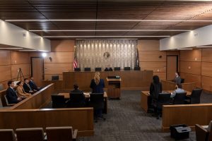 inside the new courtroom at NKU Chase Law
