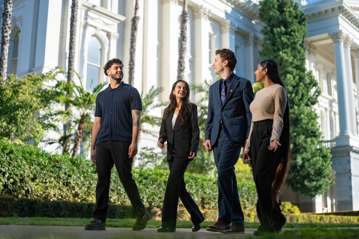 students walking on law school