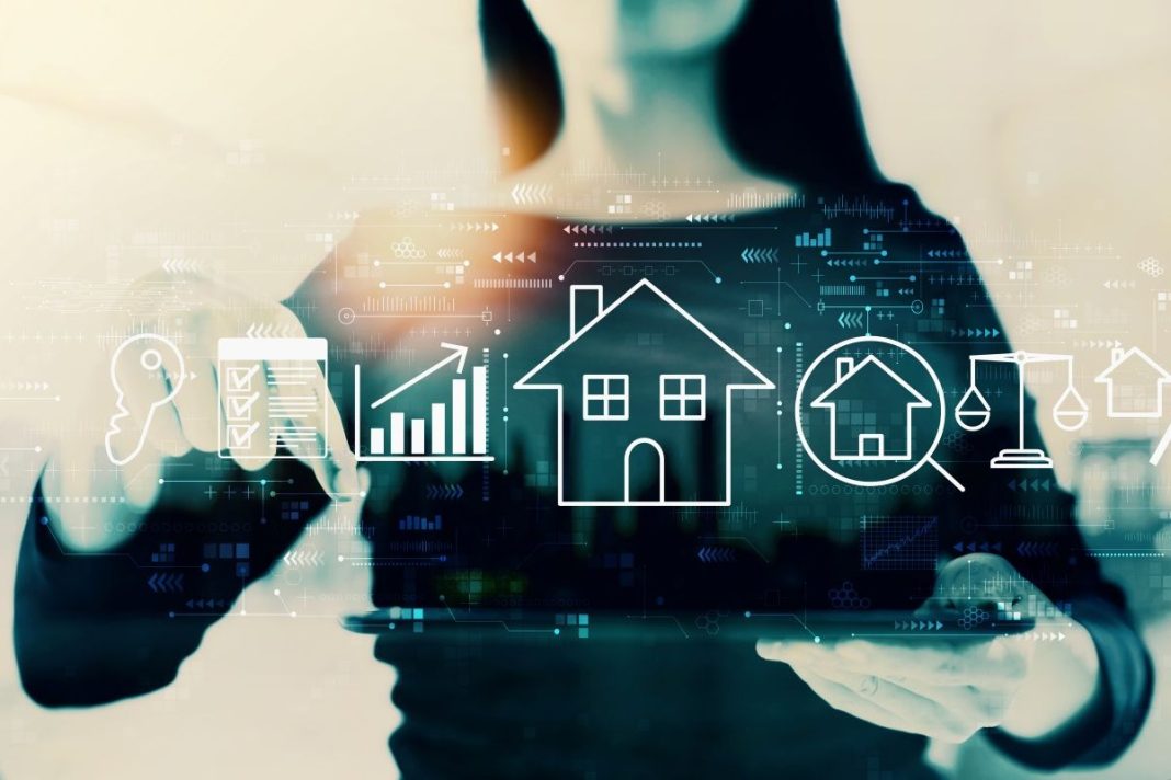 illustration of house outline over a person showing real estate matters