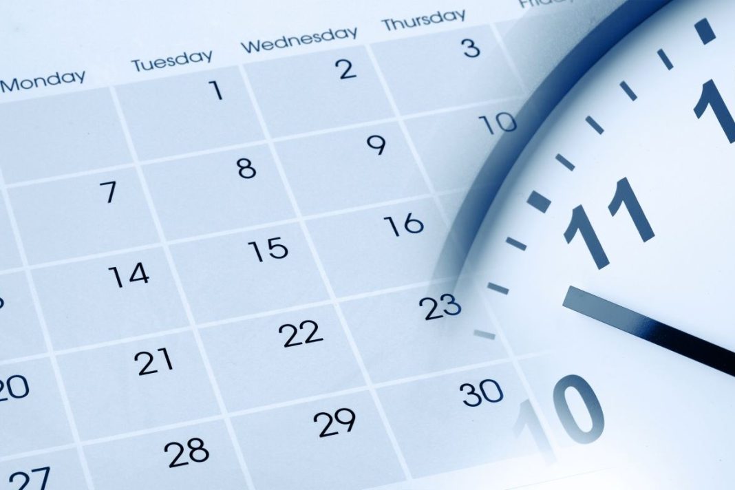 calendar with clock overlay
