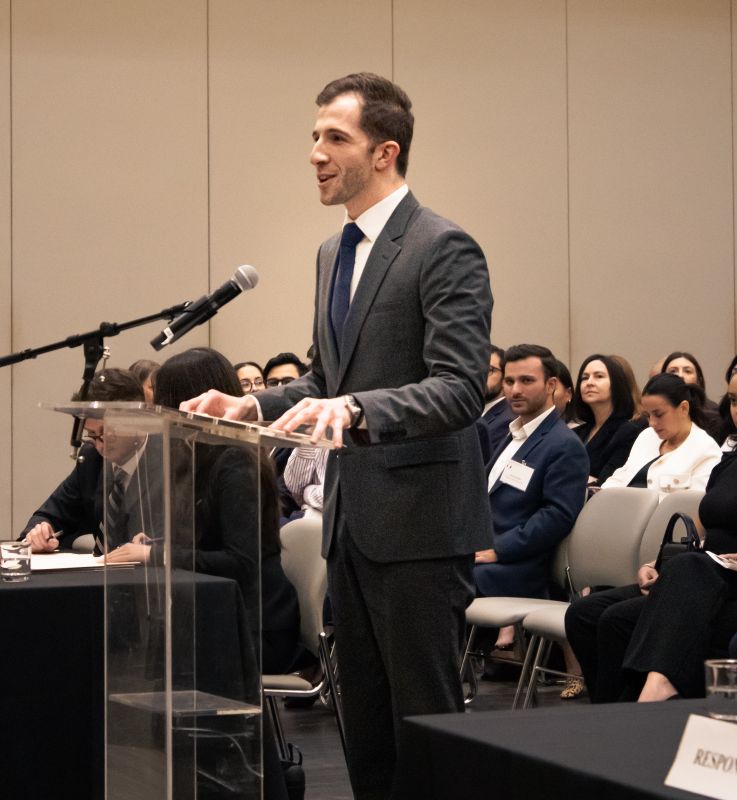 Miami Law student presenting in moot court