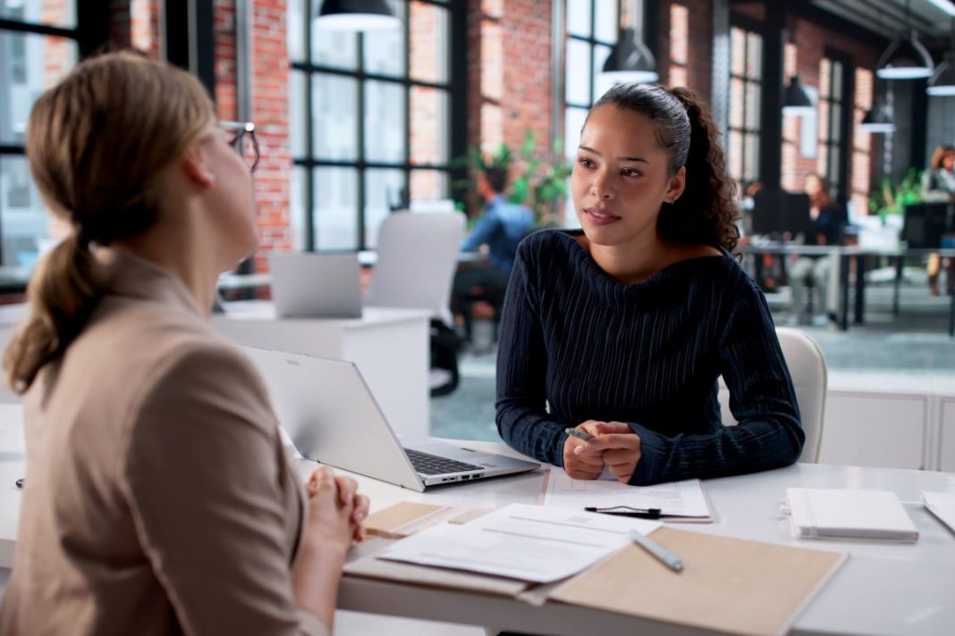 student interviewing for job in law school