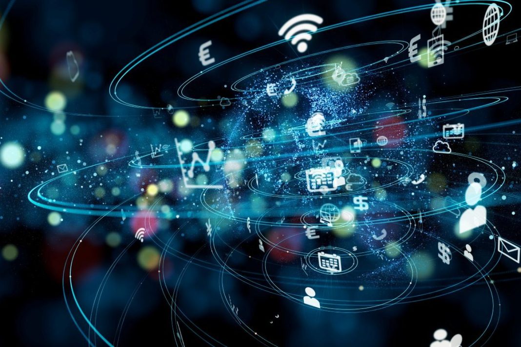 digital wave of internet of things concept