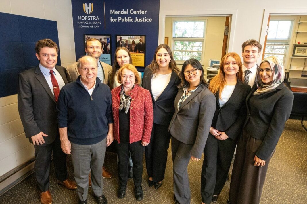 Emily and Stephen Mendel with Hofstra Law Mendel Scholars