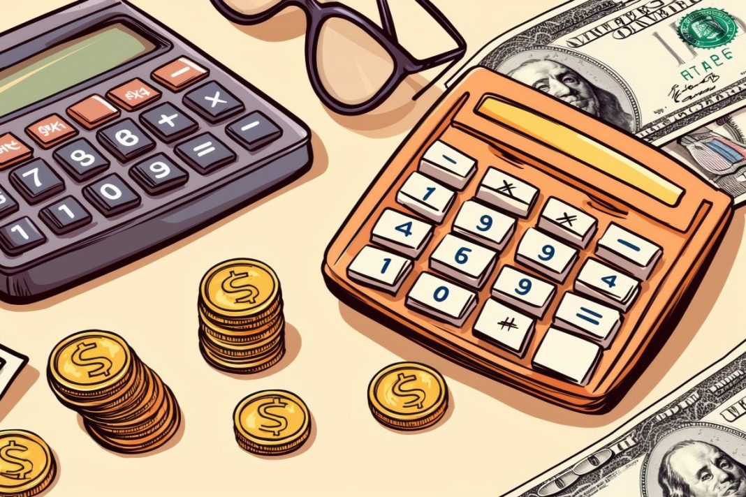 illustrated calculators with coins and money bills